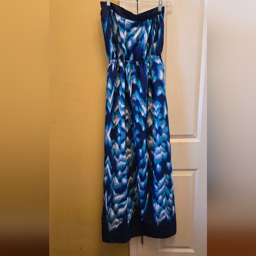 Lavendar Brown Strapless Blue Womens Maxi Dress With Split In The Front Y2k View 4
